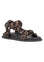 Fendi FF Monogram Satin Ruched Sport Sandals