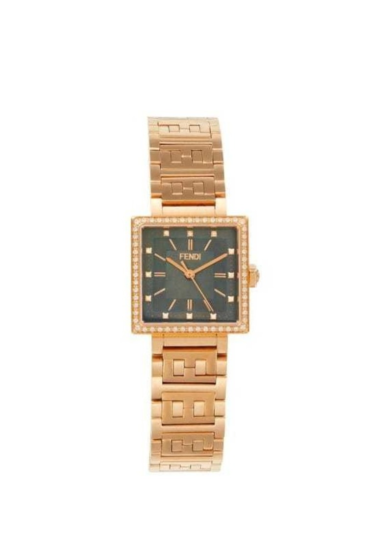 Forever Fendi 23MM IP Rose Goldtone Stainless Steel, Mother Of Pearl & Diamond Bracelet Watch