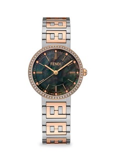 Forever Fendi 29MM Two Tone Stainless Steel & 0.25 TCW Diamond Bracelet Watch