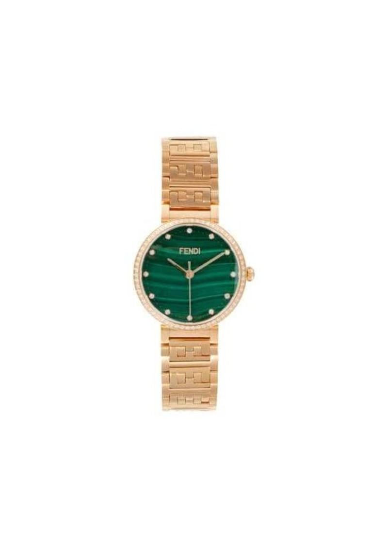 Fendi Forever IP Rose Goldtone Stainless Steel, Malachite & Diamond Bracelet Watch/28MM