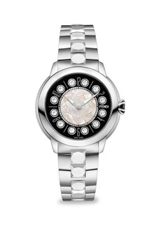 Fendi ​​Ishine 38MM Stainless Steel, Topaz, Black Spinel & Mother Of Pearl Bracelet Watch