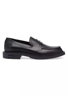 Fendi Leather Stacked Heel Loafers