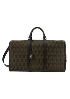 Fendi 'Medium Duffle' Brown Travel Bag with FF Motif in Fabric Man