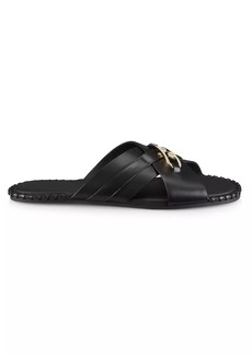 Fendi O'Lock Vitel Leather Slides