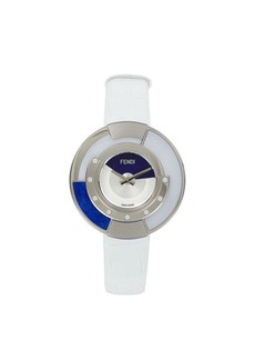 Fendi Policromia 34MM Diamond, Stainless Steel & Leather Strap Watch