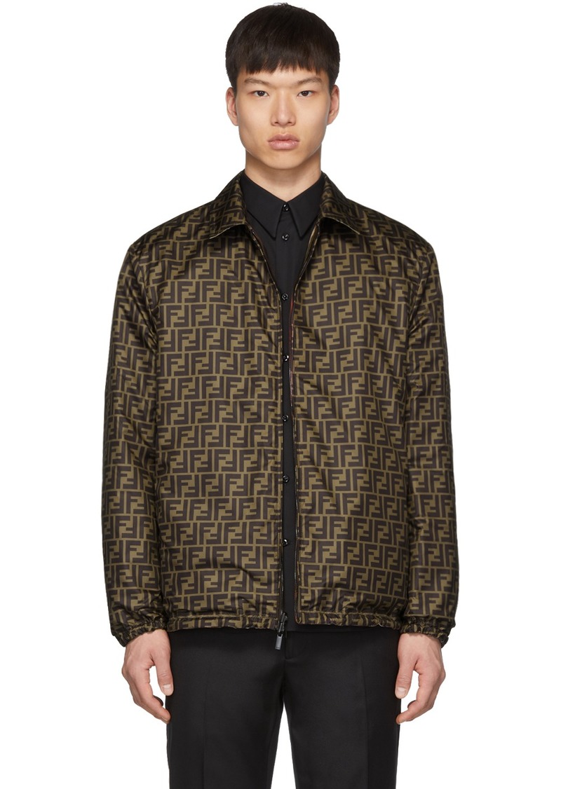 Fendi Reversible Brown Plaid 'Forever Fendi' Jacket | Outerwear