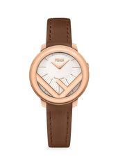 Fendi Run Away 28MM Rose Goldtone Stainless Steel & Leather Strap Watch