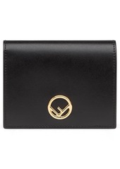 Small F is Fendi Logo Leather French Wallet in Nero/Oro Soft at Nordstrom