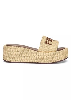 Fendi Sunshine 65MM Raffia Platform Slides