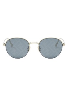 'Fendi Travel 52mm Mirrored Round Sunglasses