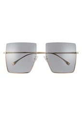 Women's Fendi 60mm Semi Rimless Square Sunglasses - Gold/ Grey Blue