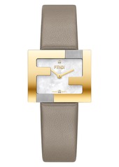Fendimania Diamond Leather Strap Watch