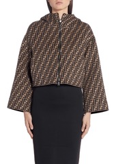 Fendi Leather Pocket Reversible FF Wool & Silk Hooded Jacket