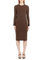 Women's Fendi Long Sleeve Logo Jacquard Wool