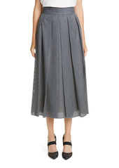 Women's Fendi Perforated Pleated Wool Skirt
