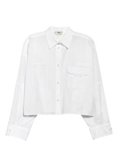 Fendi Pocket Poplin Button-Up Shirt in White at Nordstrom