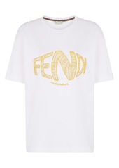 Fendi x Sarah Coleman Fisheye Logo Embroidered T-Shirt in White at Nordstrom
