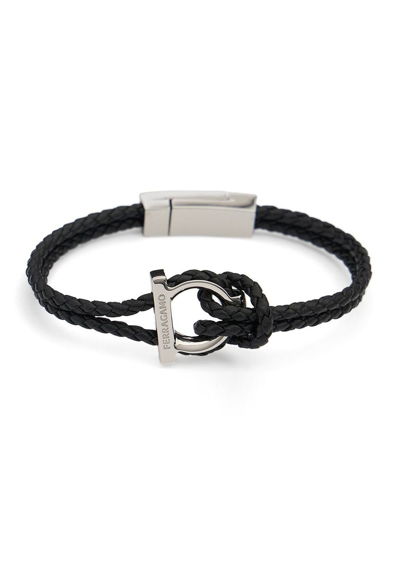 Ferragamo 17cm Gancio Braided Leather Bracelet