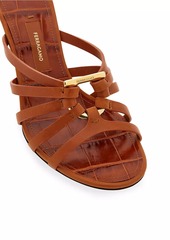 Ferragamo Anemone 70MM Leather Wedge Sandals