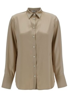 Ferragamo Beige Loose Shirt with Classic Collar in Rayon Woman
