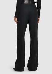 Ferragamo Belted Linen Straight Pants