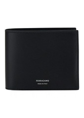 Ferragamo Bi-Fold Wallet with Embossed Logo in Smooth Leather Man