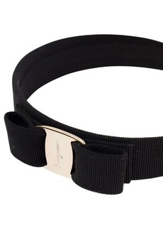 Ferragamo Black Headband with Bow Detail in Cotton Blend Woman