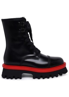 Ferragamo Black leather combat boots