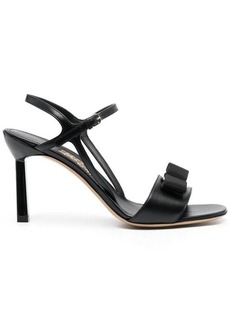 Ferragamo Black Open Toe Sandals in Goat Leather Woman