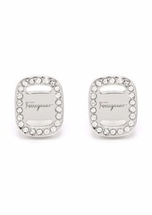 Ferragamo crystal-embellished logo-plaque earrings