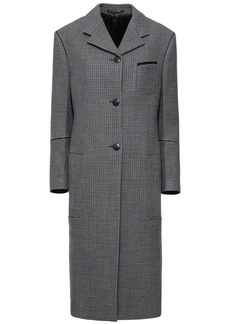 Ferragamo Double Breasted Wool Houndsthooth Coat