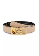 Ferragamo Gancini Adjustable Cut-to-Size Reversible Hammered Leather Belt