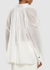 Ferragamo Draped Silk Blend Organza Shirt
