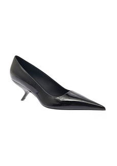 Ferragamo 'Eva' Black Pointed Pumps with F Wedge Heel in Patent Leather Woman