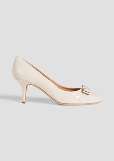 Ferragamo - Carla 70 bow-detailed patent-leather pumps - White - US 4.5