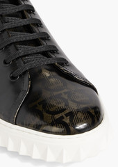 Ferragamo - Cube logo-print patent-leather sneakers - Black - US 6