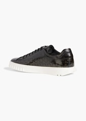 Ferragamo - Cube logo-print patent-leather sneakers - Black - US 6