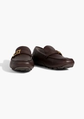 Ferragamo - Embellished leather driving shoes - Brown - US 5.5