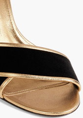 Ferragamo - Ether metallic leather and velvet sandals - Black - US 10