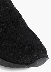 Ferragamo - Fanny metallic stretch-knit slip-on sneakers - Black - US 10