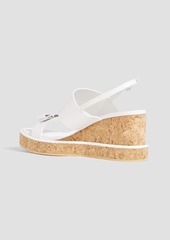 Ferragamo - Giudith bow-detailed leather wedge slingback sandals - White - US 10