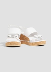 Ferragamo - Giudith bow-detailed leather wedge slingback sandals - White - US 10
