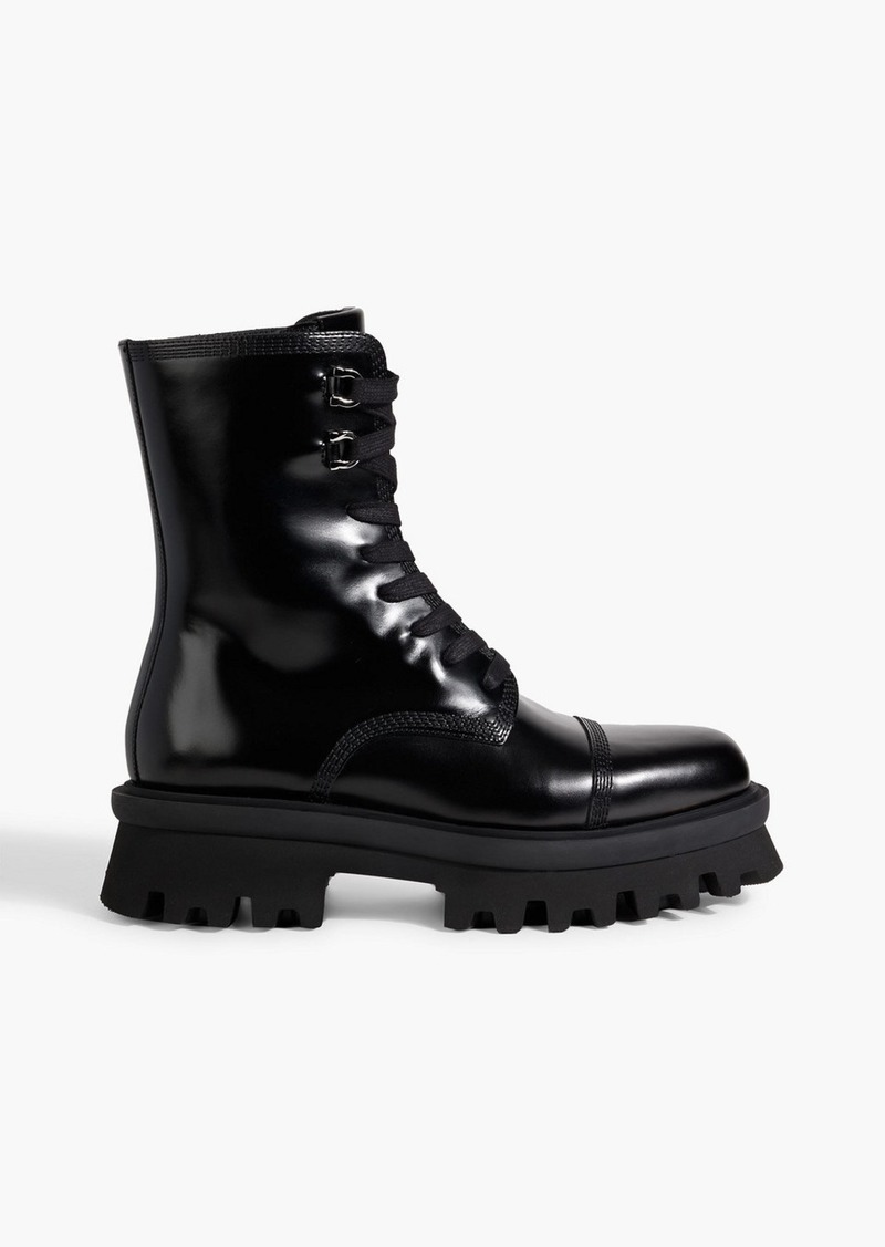 Ferragamo - Kira leather combat boots - Black - US 7