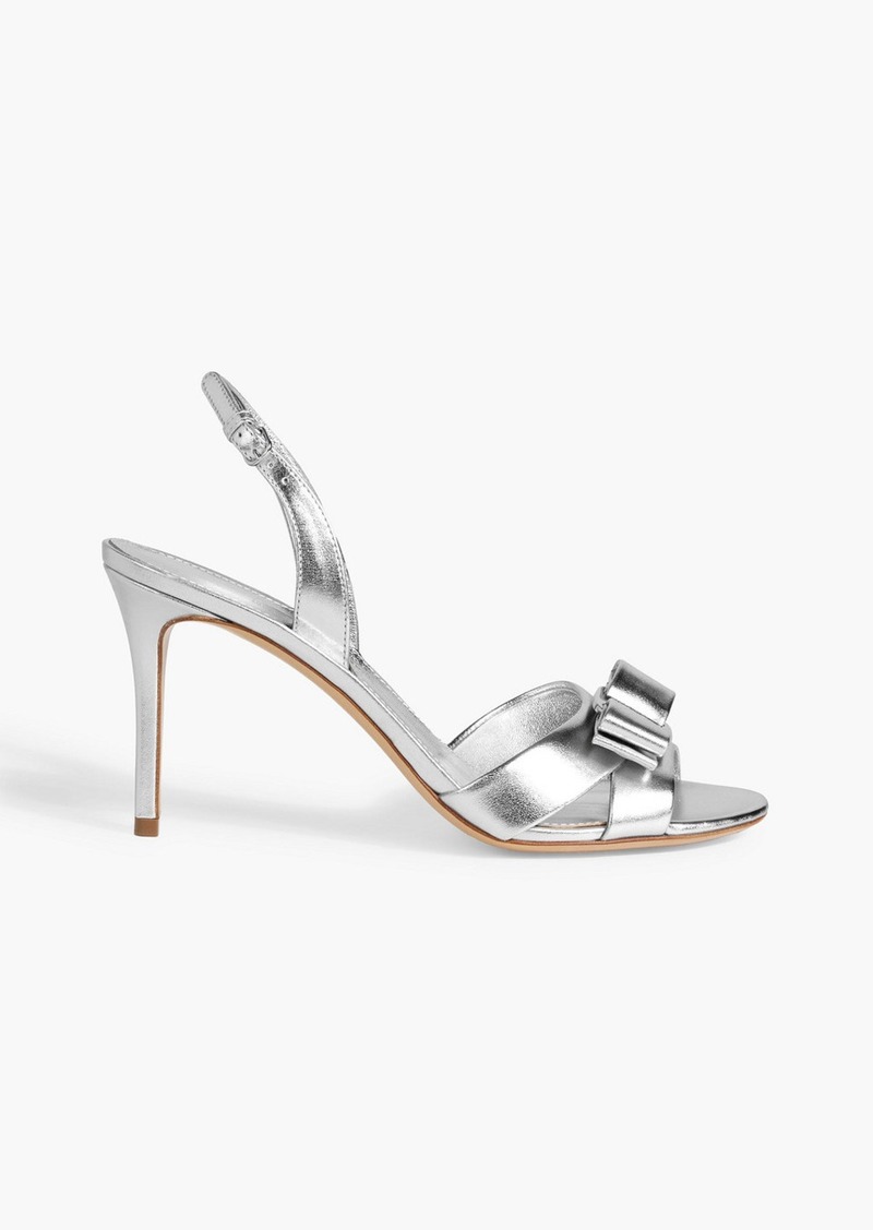 Ferragamo - Lida 85 bow-detailed metallic leather sandals - Metallic - US 5