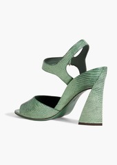 Ferragamo - Lizard-effect leather sandals - Green - US 5