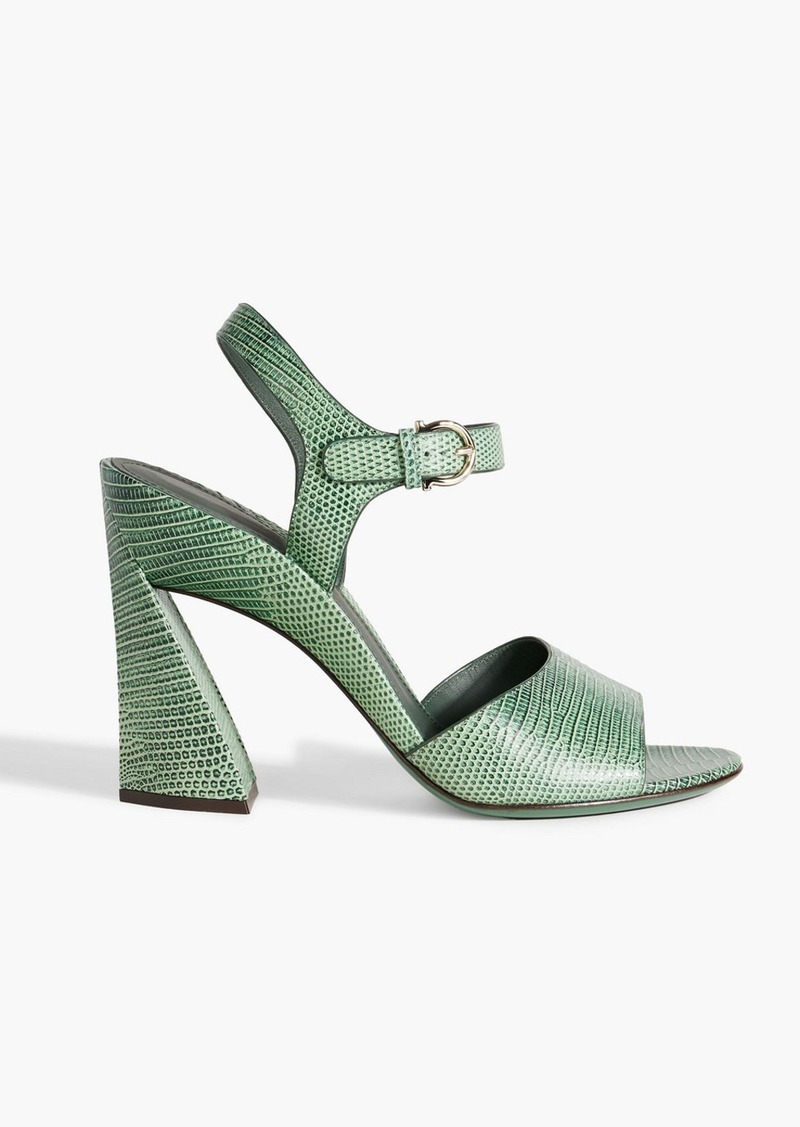 Ferragamo - Lizard-effect leather sandals - Green - US 5