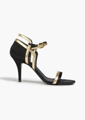 Ferragamo - Malmo metallic snakeskin and satin sandals - Black - US 10