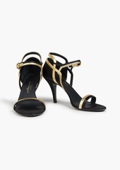 Ferragamo - Malmo metallic snakeskin and satin sandals - Black - US 10