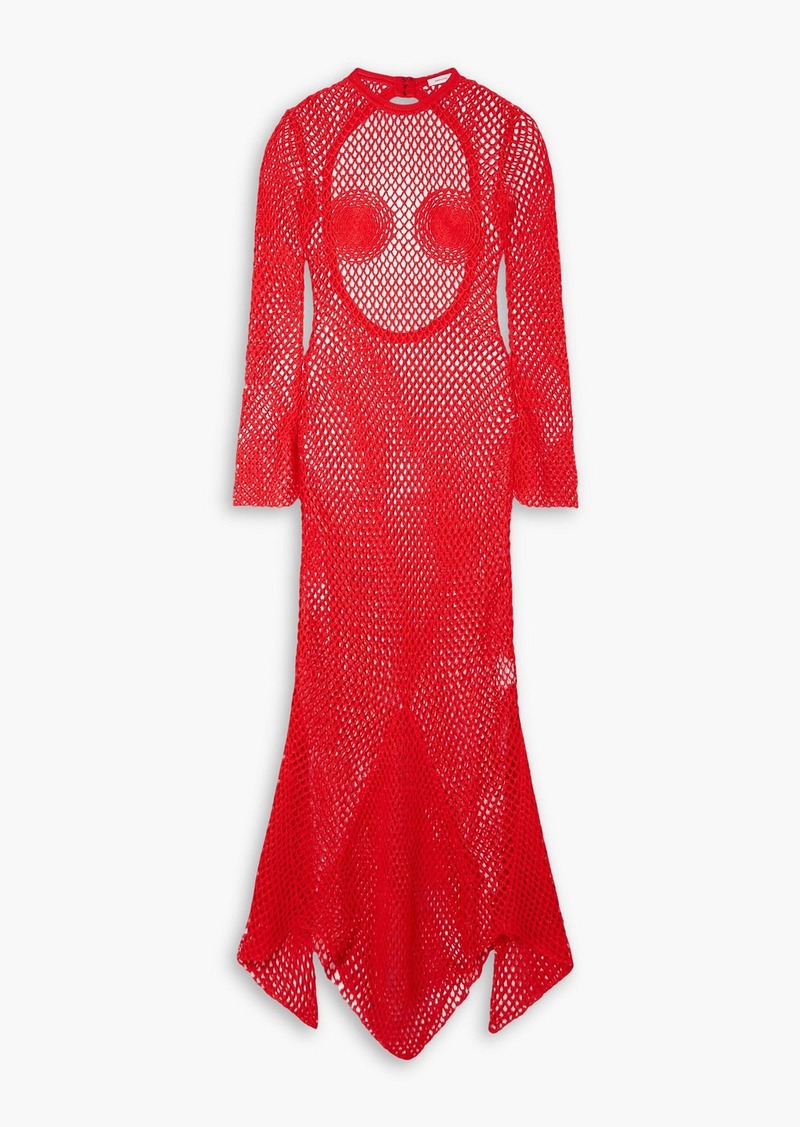 Ferragamo - Open-back crochet-knit maxi dress - Red - L