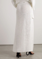 Ferragamo - Open-knit ribbed cotton maxi skirt - White - S